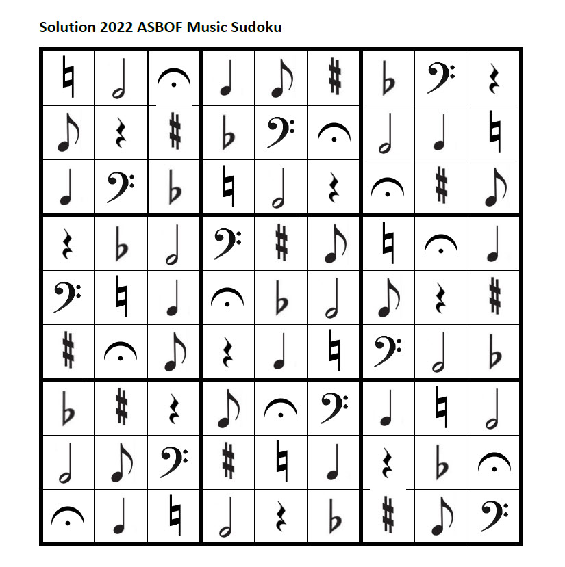 Musical Sudoku Solutions 2022